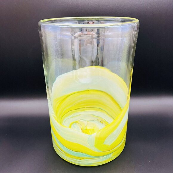 Pier One Vase Amber Swirl Art Glass Collection Italy Hand Blown Cut Bottom - Picture 8 of 10